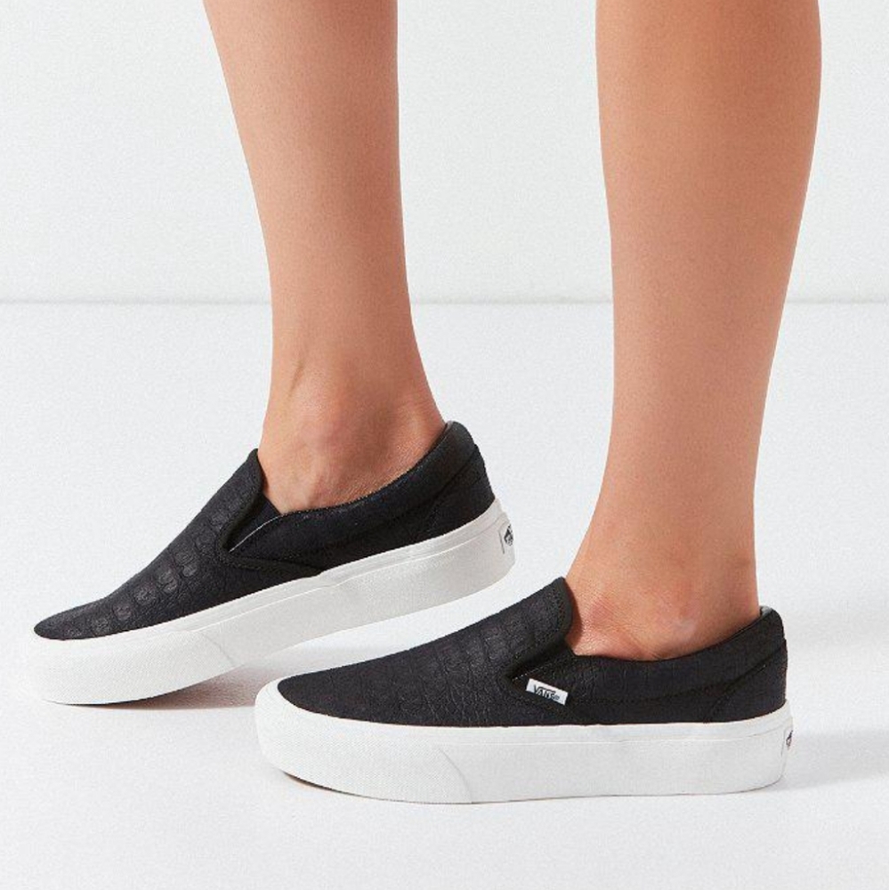 Vans Classic Slip-On Suede Emboss Black Platform Sneaker - Picture 2 of 10